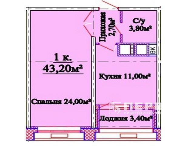 1-но комнатные квартиры от 43 кв.м.  ЖК «Омега»