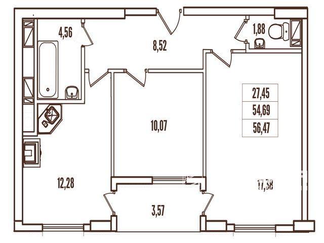 ЖК «Континент» 2-х комнатные квартиры от 56  кв.м.