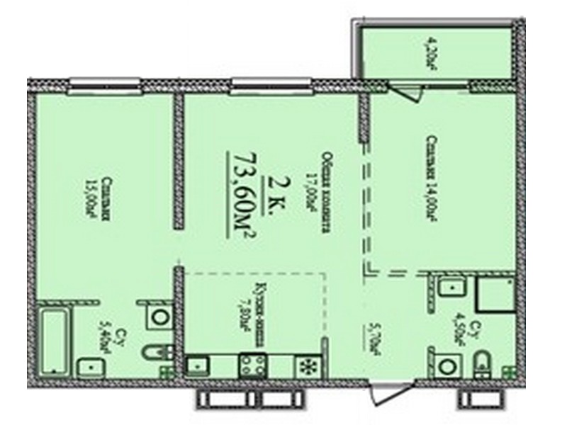 2-х комнатные квартиры от 58кв.м. Новый ЖК«Скай Сити»