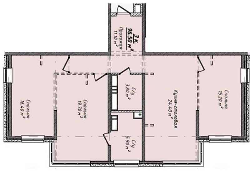 3-х комнатные квартиры от 96 кв.м  на Канатной.
