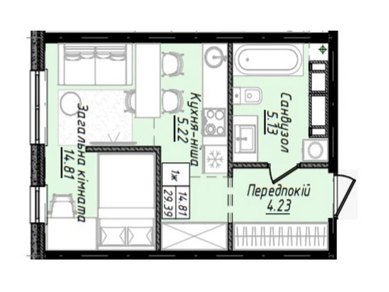 1-но комнатные квартиры от 29 кв.м. в новом доме на ул. Варненская