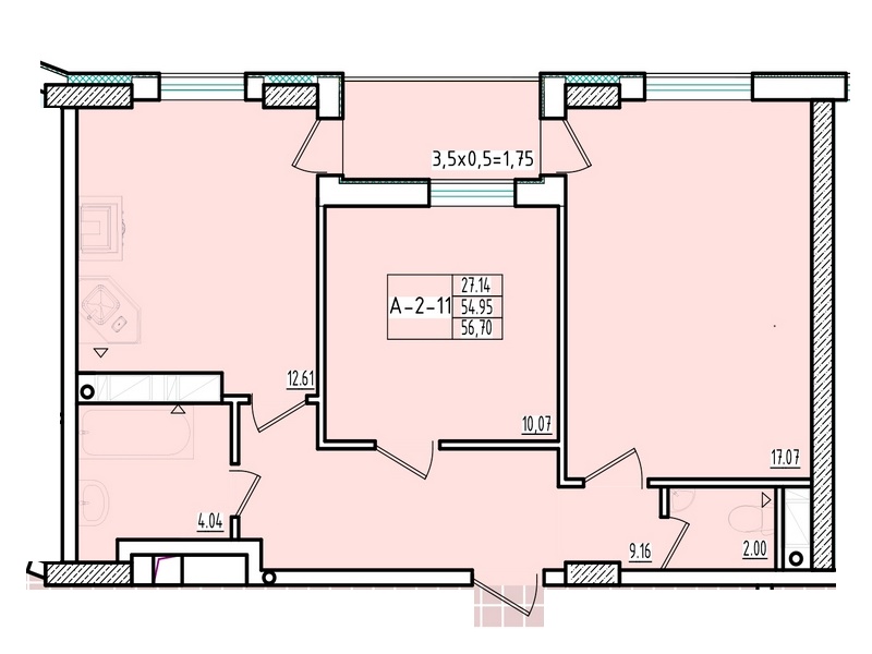 ЖК “Континент” 2-х комнатные квартиры от 56  кв.м.