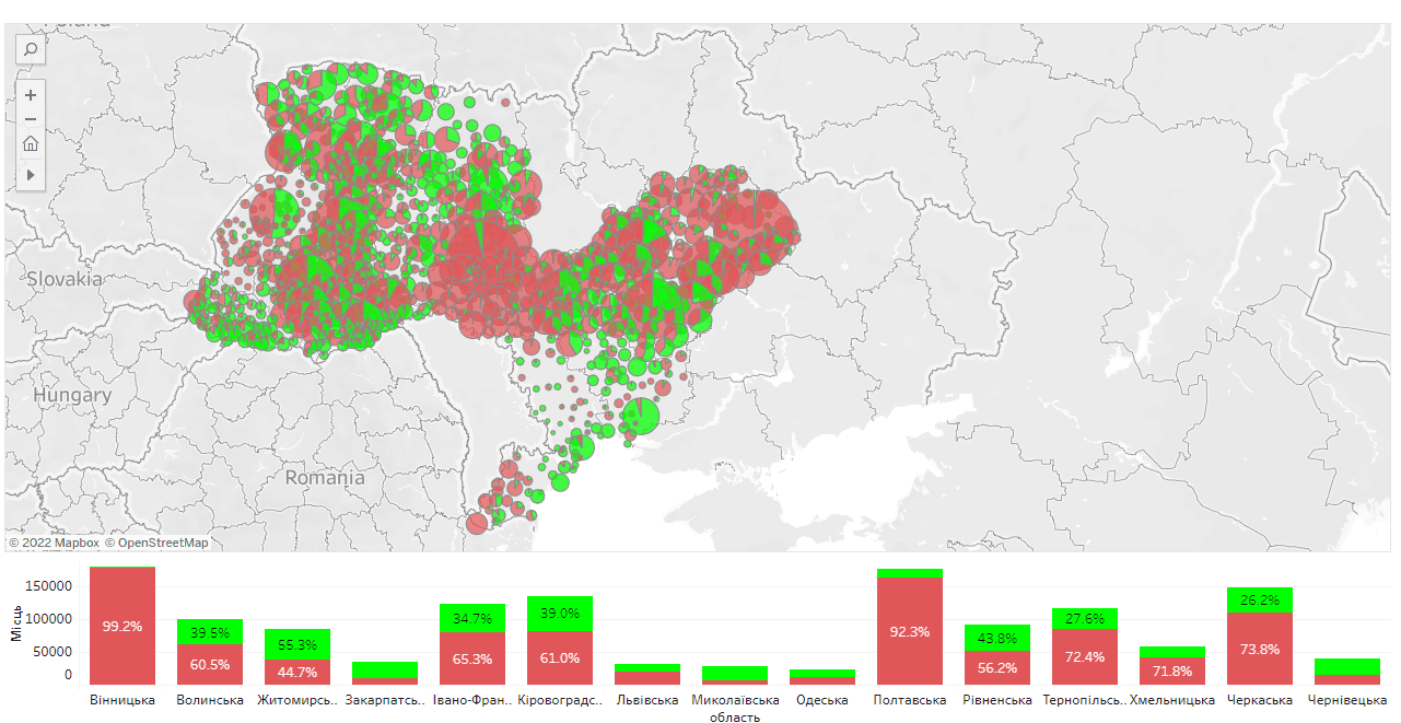 карта загруженности бесплатного жилья для беженцев в Украине
