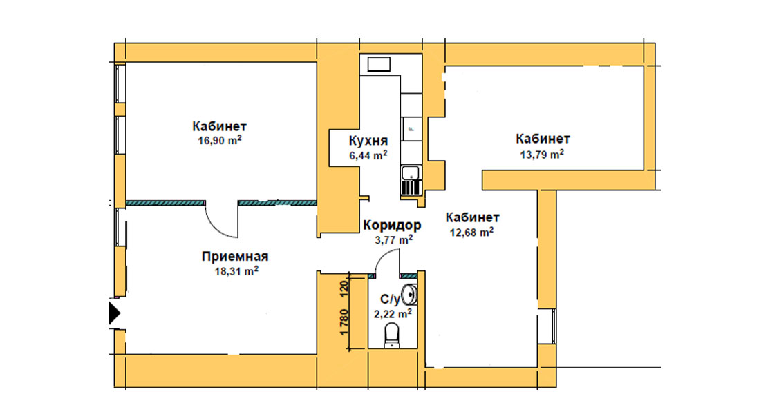 Приміщення в центрі Одеси, 70,3 м², вул. Асташкіна